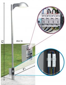 Überspannungsschutz für LED-Straßenbeleuchtung mit SPD im Mast