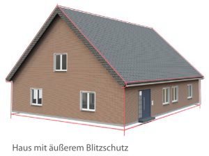 Haus mit äußerem Blitzschutz